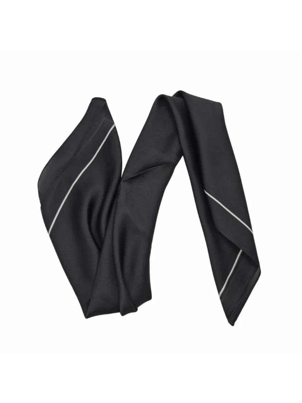 ✨Elegant Bandana Square Silky Scarf BLACK White border Soft Wrap Versatile Shawl